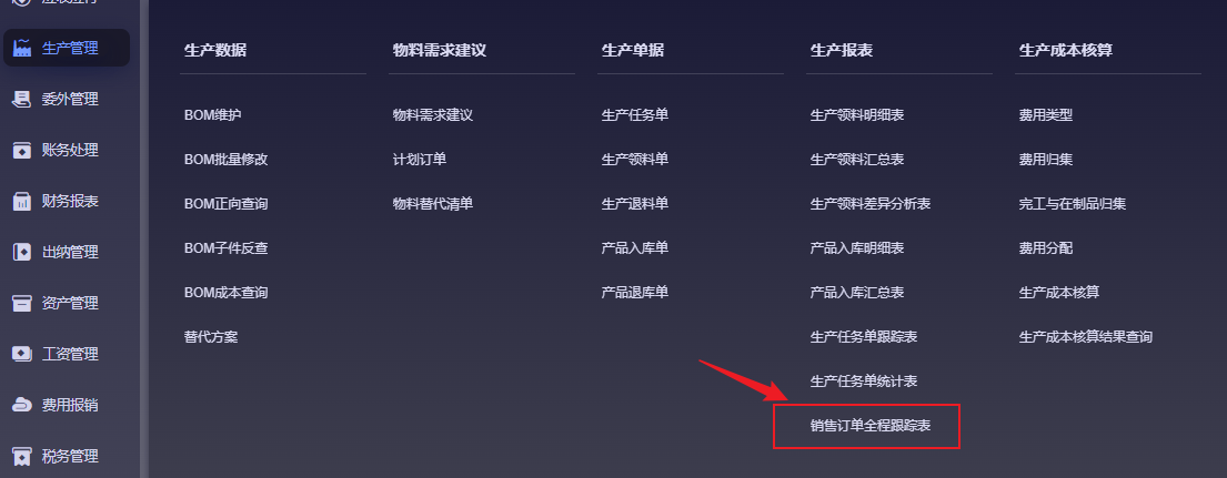 销售订单全程跟踪表入口