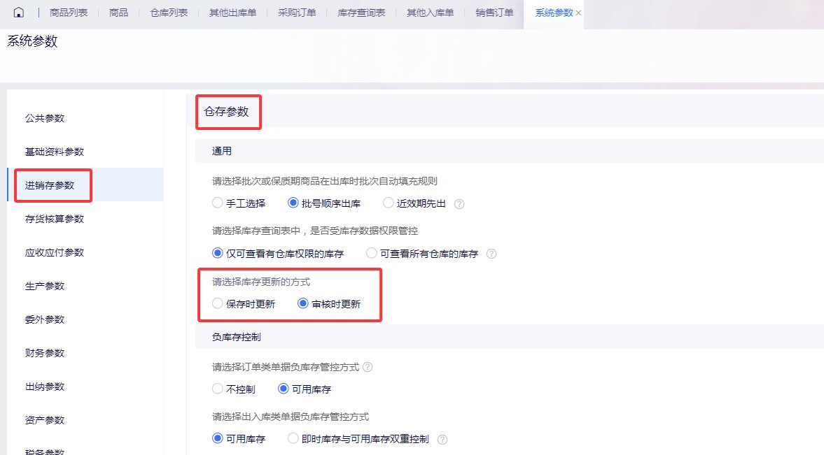 系统参数中的库存异常检查设置