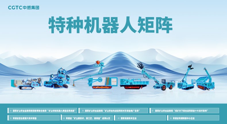 中感集团特种机器人矩阵，覆盖智慧矿山核心作业场景