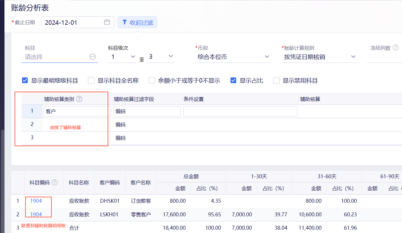 财务账龄分析表按账龄段展示金额与占比